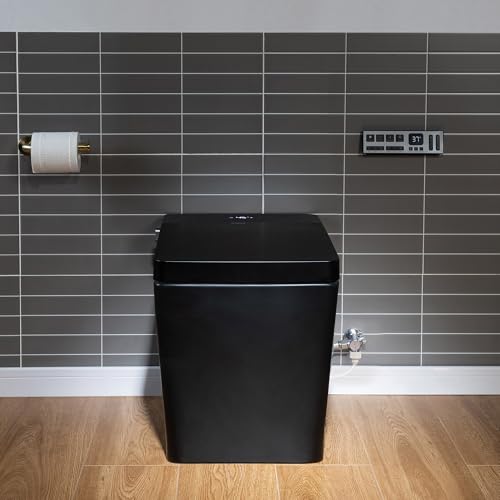 Woodbridge Square Smart Bidet Toilet, Foot Sensor, Auto Features, Matte Black